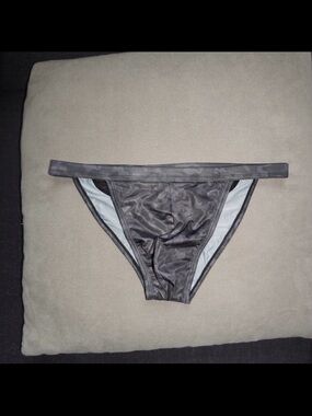 Gray Bikini Bottoms. Size small. JJ MALIBU. Mesh cut out in back.